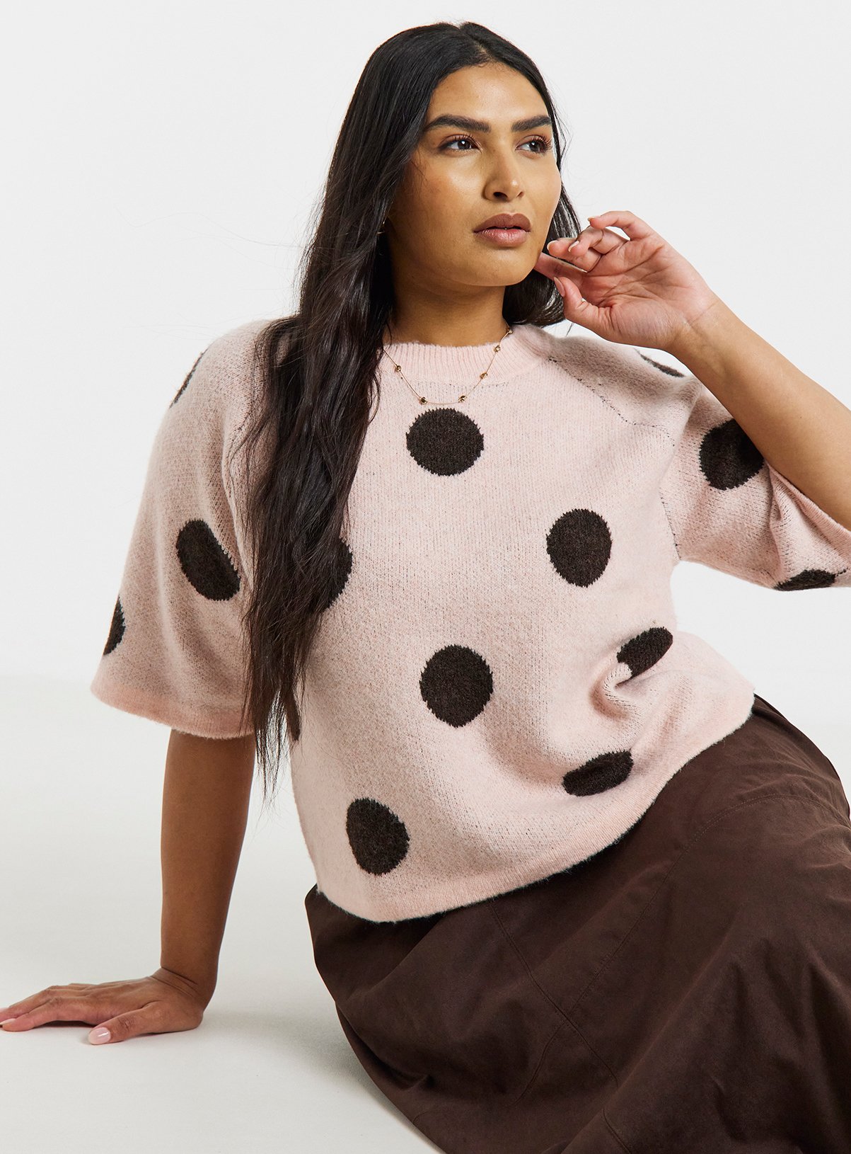 SIMPLY BE Large Polka Short Sleeve Jumper 20-22 - Image 3 thumbnail